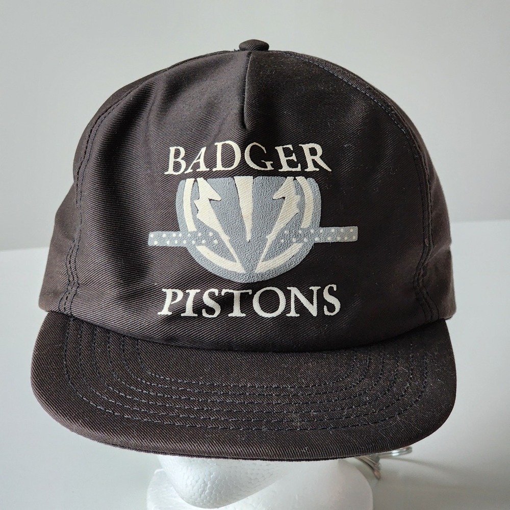 Vintage 80s Badger Pistons Trucker Hat SnapBack Baseball Cap Gray Made‎ in USA